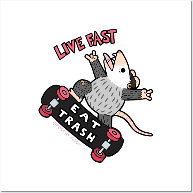 Live Fast Eat Trash Wall Art by Possum Mood